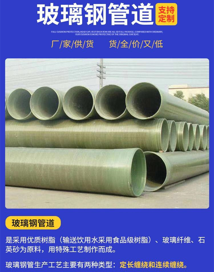 玻璃鋼管防腐性強化工通風排污管 玻璃鋼管防腐性強化工通風排污管